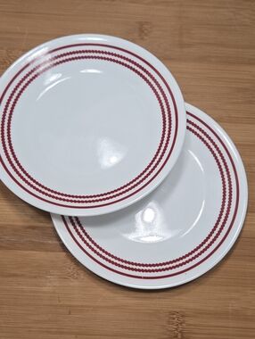 Set of 2 Corelle Red Ruby Plates - appetizer, bread and butter, salad or dessert